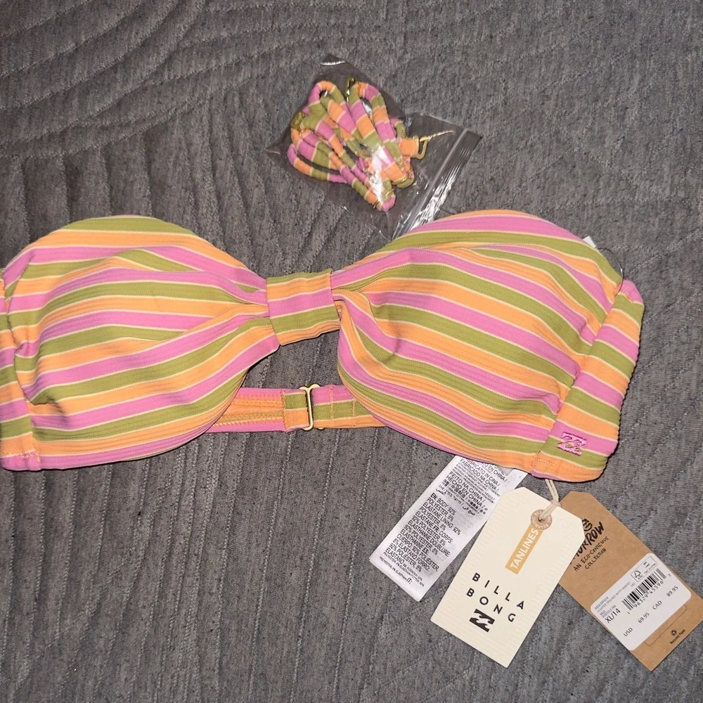 BillaBong Hightide Tanlines Betty Bandeu Bikini top Multi XL